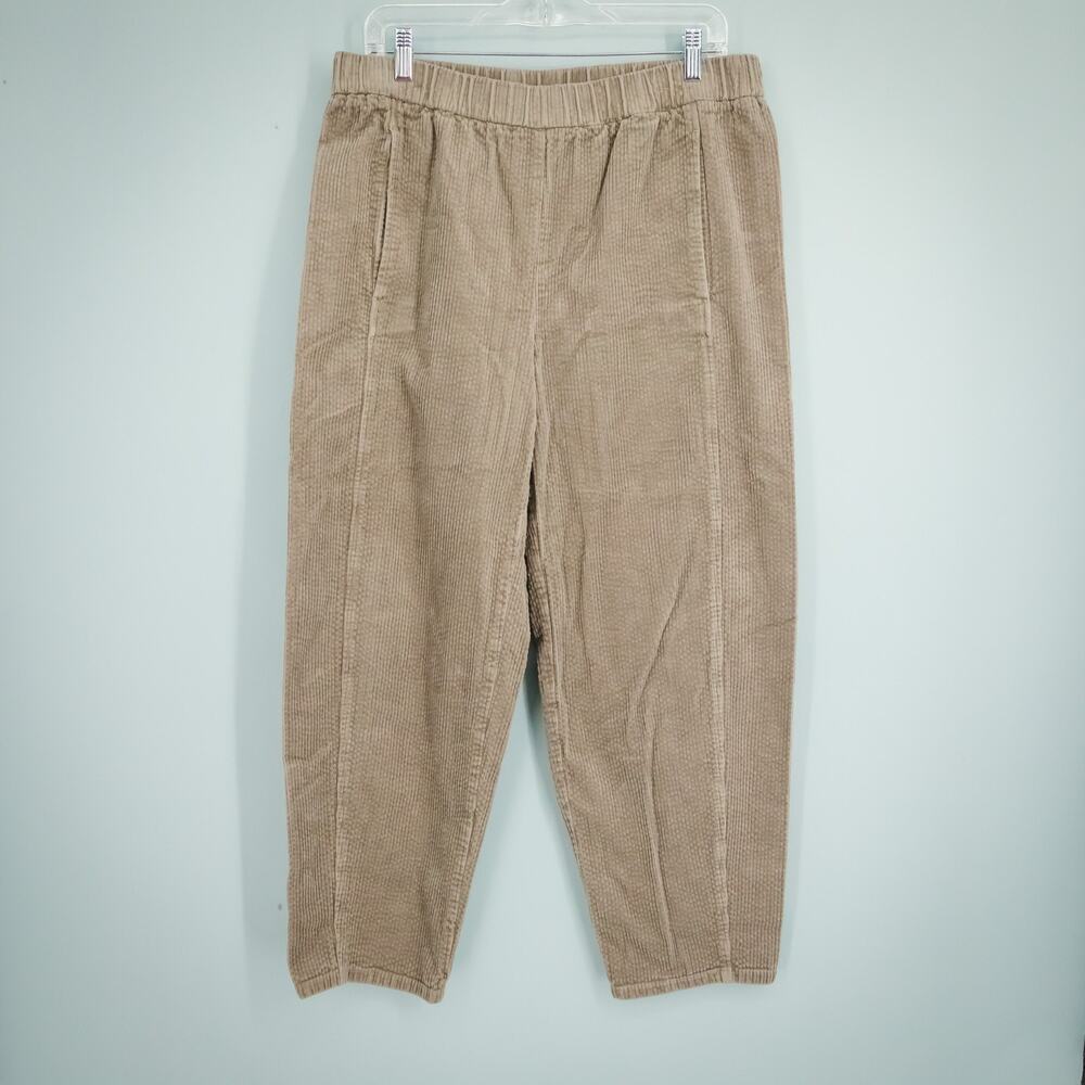 Eileen Fisher Size Medium M Tan System Pull On Tapered Crop Ankle Corduroy Pants - Picture 2 of 6
